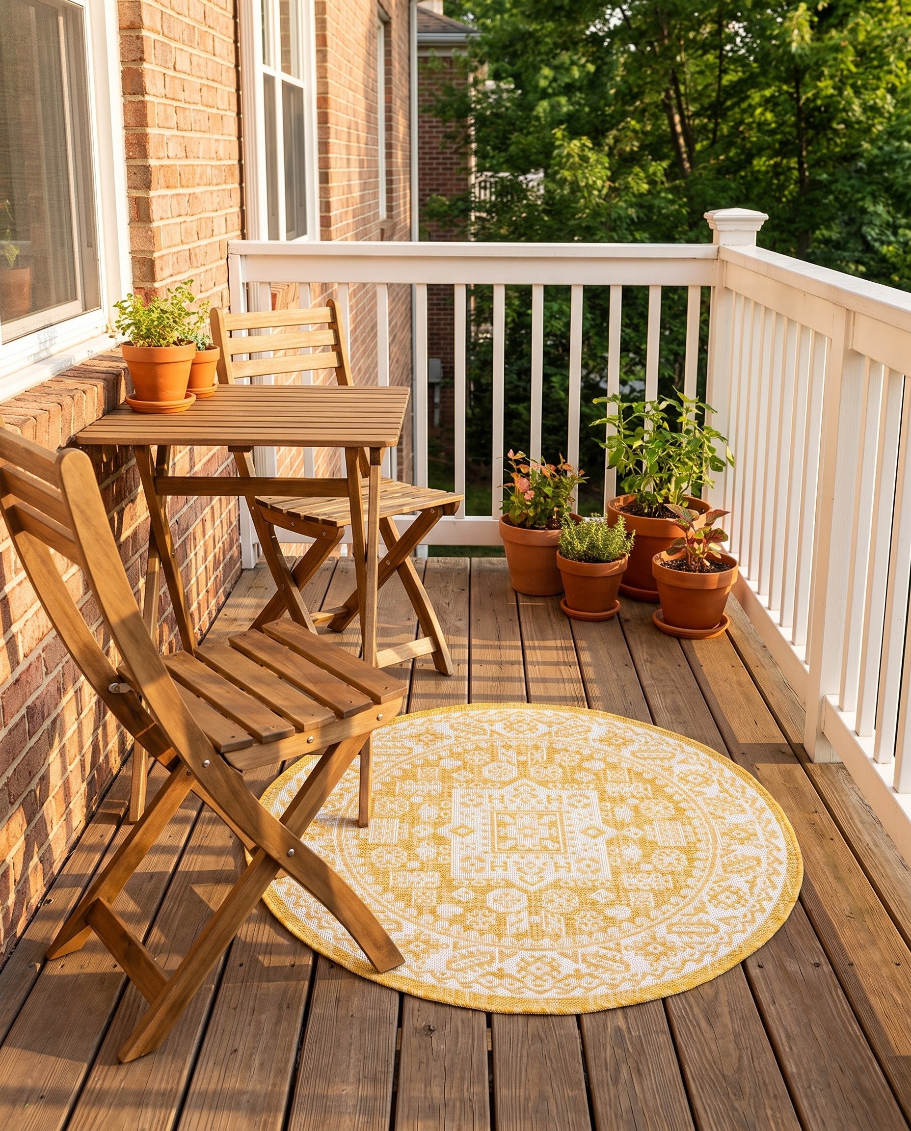 3' x 3' Easy-Clean Aztec Indoor / Outdoor Round Rug