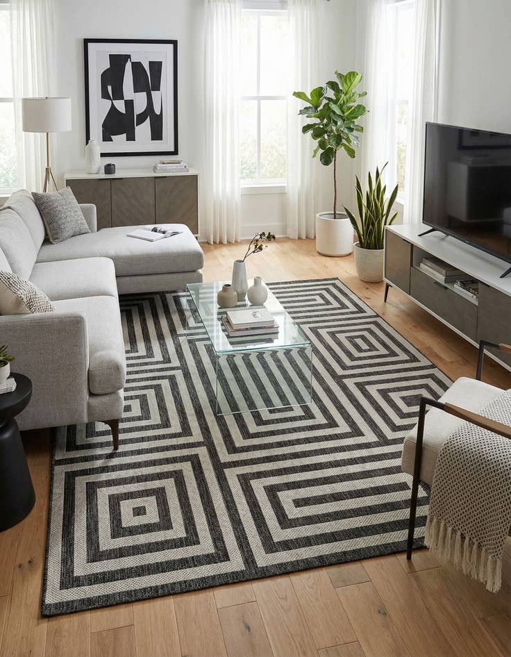 Detail image of 7' 10 x 10'  Washable Modern Indoor / Outdoor Rug