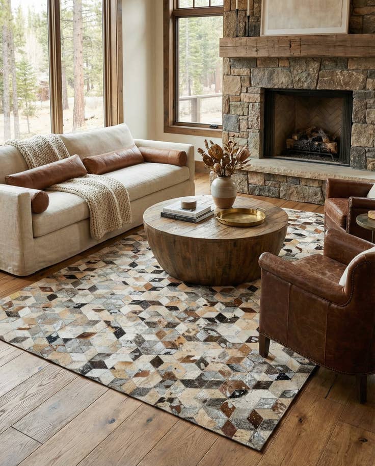 Detail image of 5' 1 x 7' 10 Cowhide - Patchwork Rug