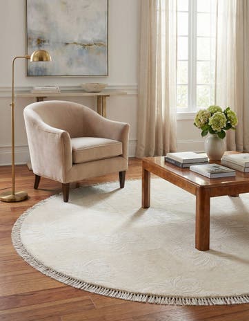 6' 6 x 6' 6 Hand Knotted Darya Wool Round Rug