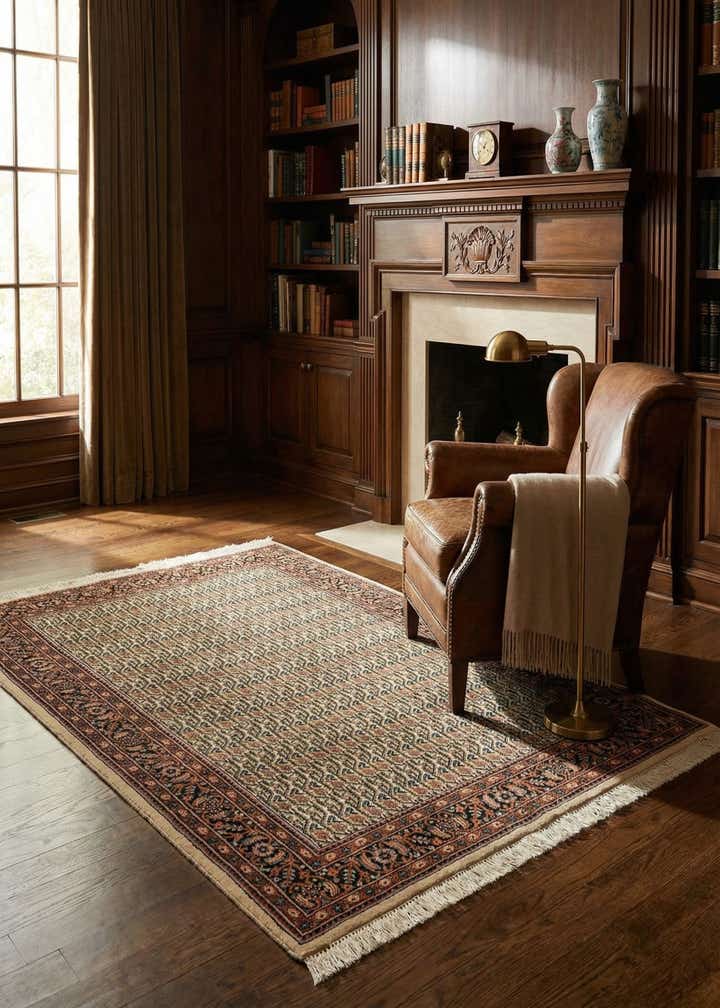 4' 8 x 6' 5 Hand Knotted Farahan Oriental Wool Rug