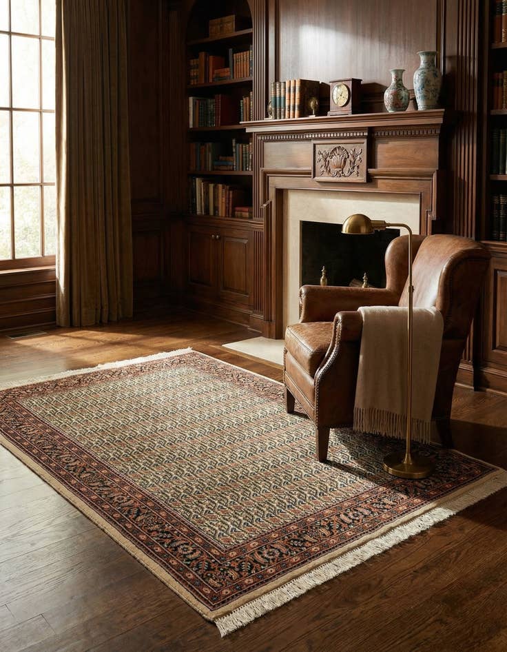 Detail image of 4' 8 x 6' 5 Hand Knotted Farahan Oriental Wool Rug