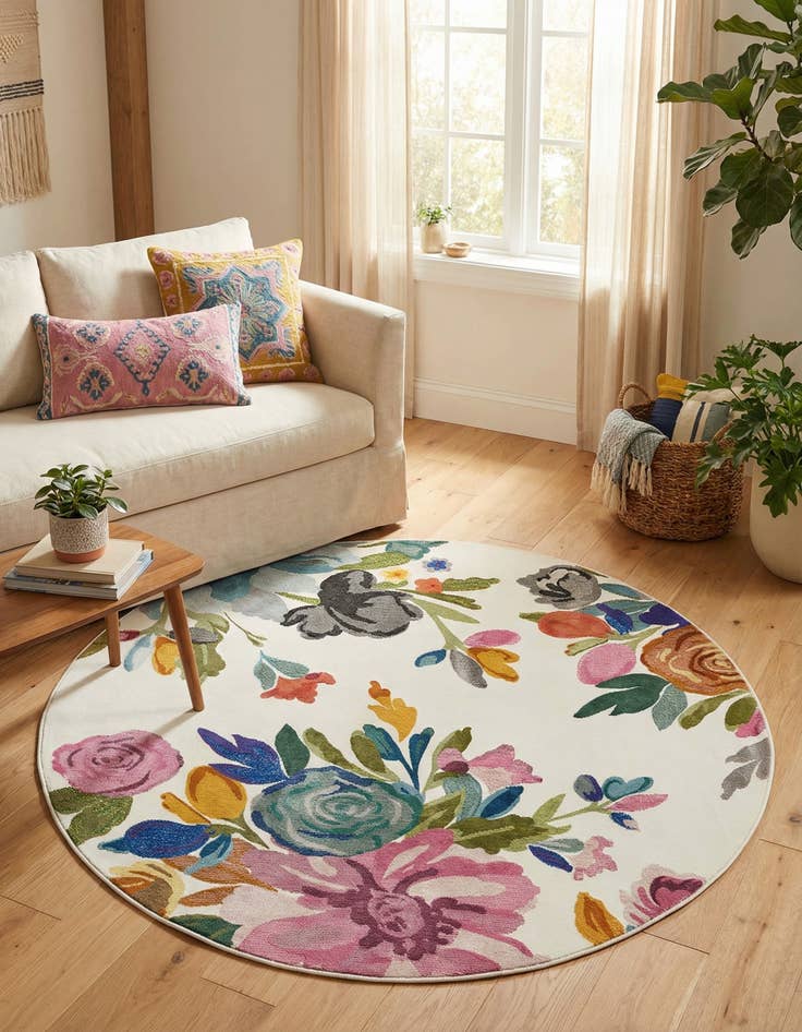 Detail image of  5' 3 x 5' 3 Blossom Round Rug