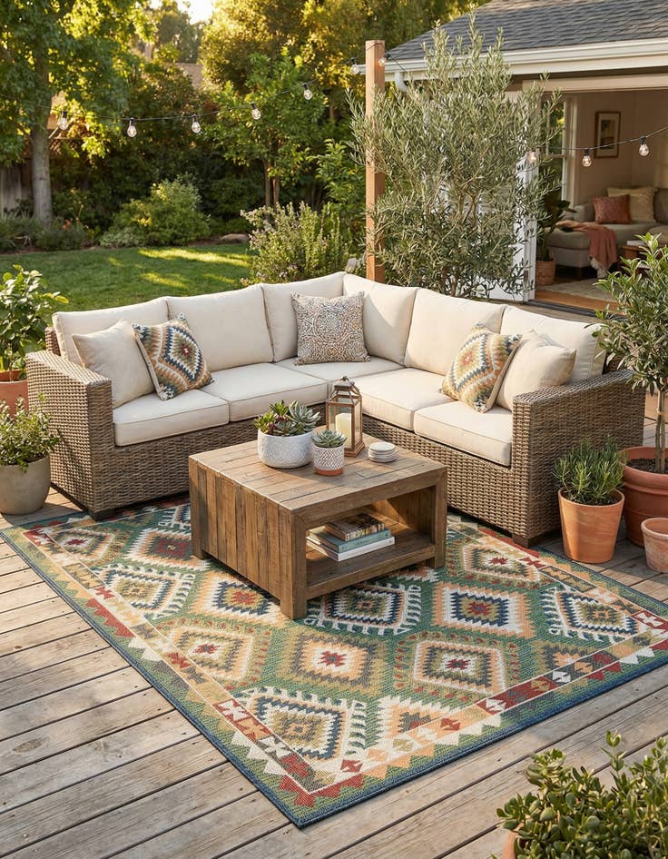 Detail image of 7' 10 x 10'  Washable Baja Indoor / Outdoor Rug