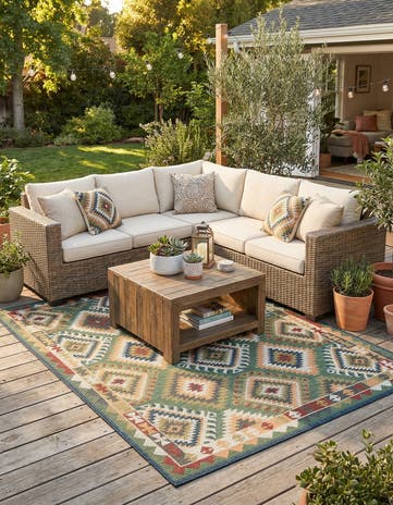 Green Easy-Clean Baja Indoor / Outdoor Rug