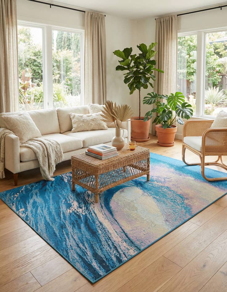 Detail image of 4' 1 x 6' 1  Washable Modern Indoor / Outdoor Rug