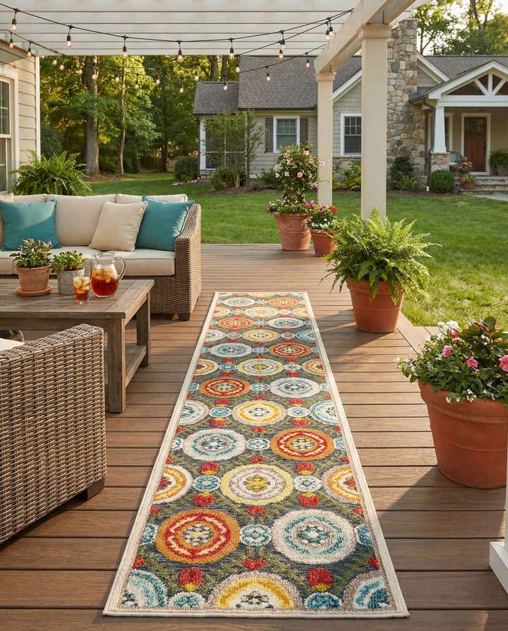 2' 7 x 12' Easy-Clean Casablanca Indoor / Outdoor Runner Rug