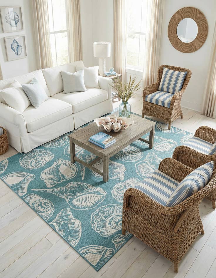 Detail image of 9' x 12' Easy-Clean Coastal Indoor / Outdoor Rug