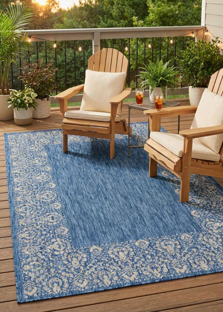 6' x 9' Easy-Clean Border Indoor / Outdoor Rug