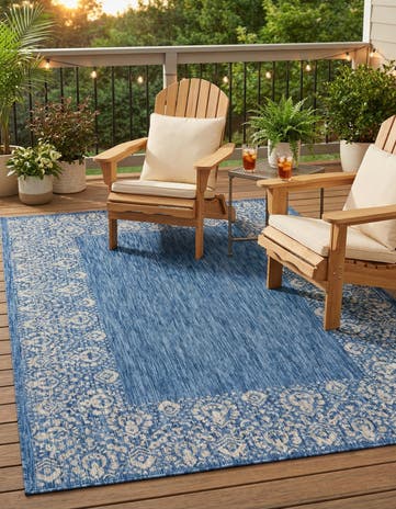 6' x 9' Easy-Clean Border Indoor / Outdoor Rug