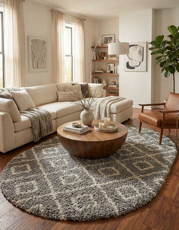 7' 10 x 10' Lattice Shag Oval Rug