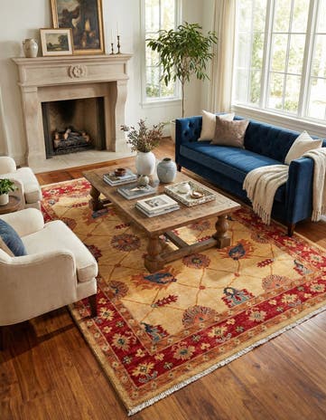 5' 7 x 7' 6 Hand Knotted Ziegler Wool Rug