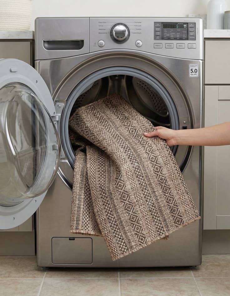 Detail image of 4' x 6'  Washable Striped Indoor / Outdoor Rug