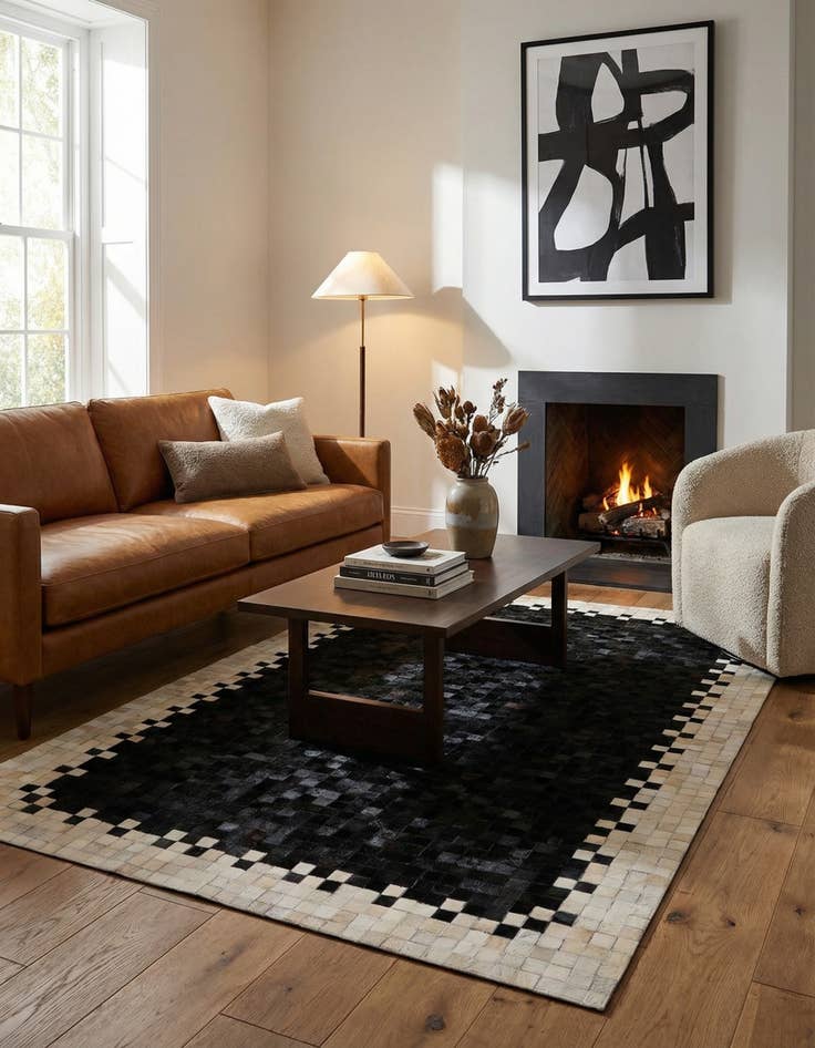 Detail image of 4' 10 x 7' 9 Cowhide Stocks Rug