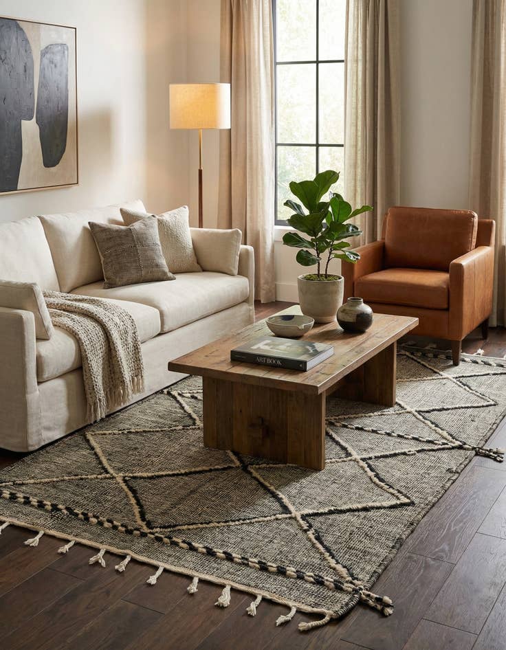 Detail image of 5' 2 x 9' 2  Hand Knotted Moroccan Wool Rug