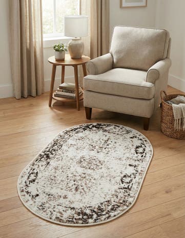 Beige Monte Carlo Oval Rug