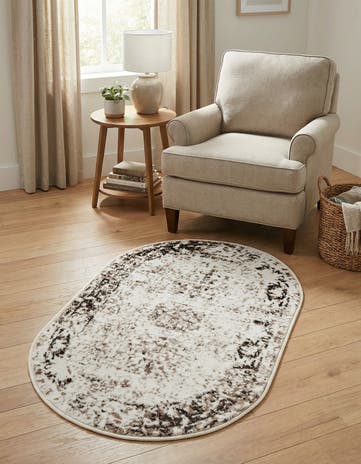 Beige Monte Carlo Oval Rug