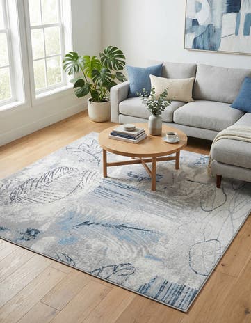 Ivory Gray Kamala Washable Square Rug