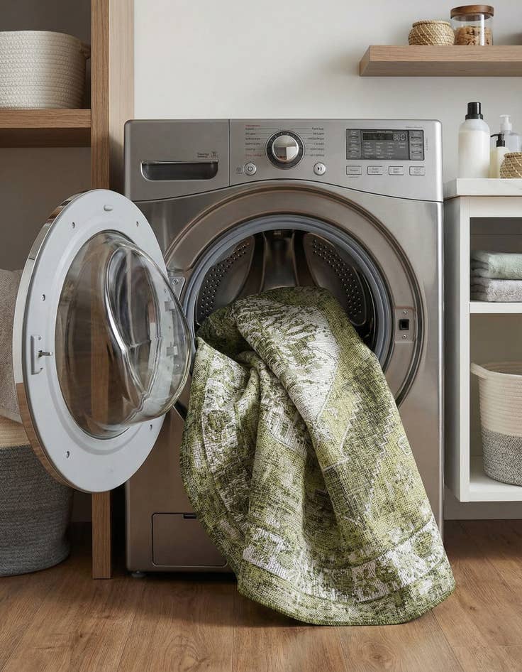 Detail image of 5' 3 x 8'  Washable Traditional Indoor / Outdoor Oval Rug