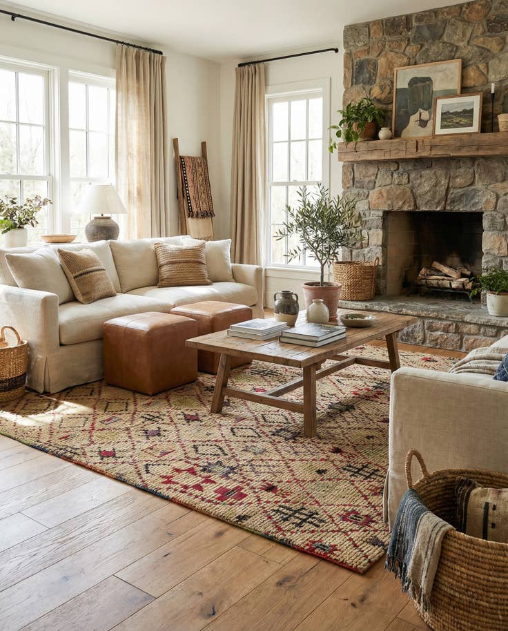 Detail image of 6' 2 x 9' 7 Hand Knotted Moroccan Wool Rug