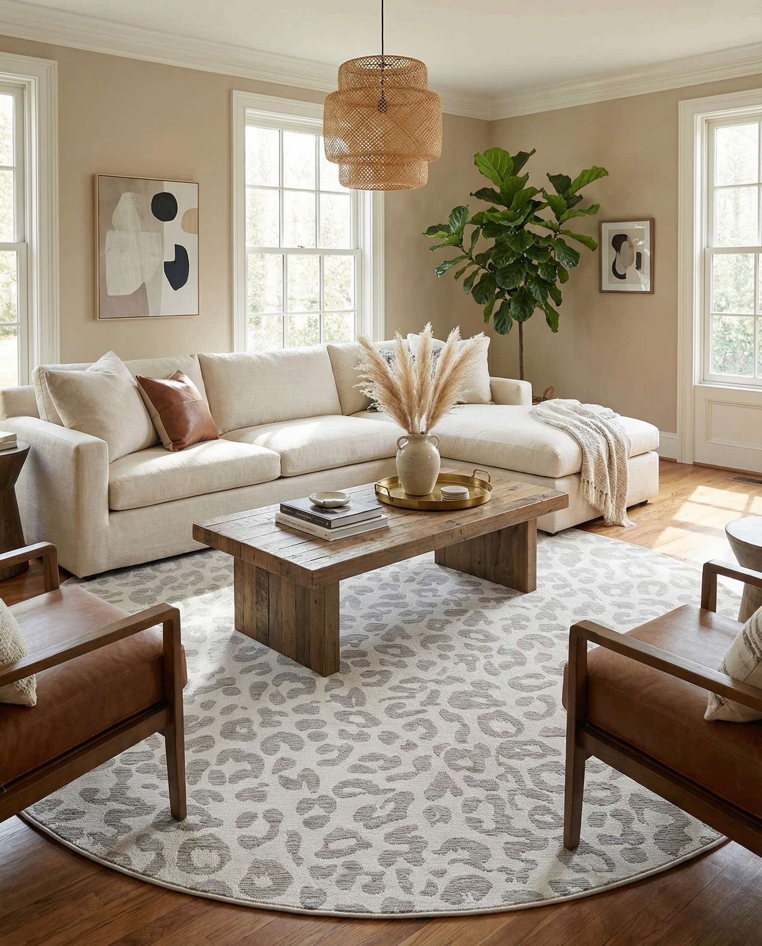 13' x 13' Easy-Clean Safari Indoor / Outdoor Round Rug