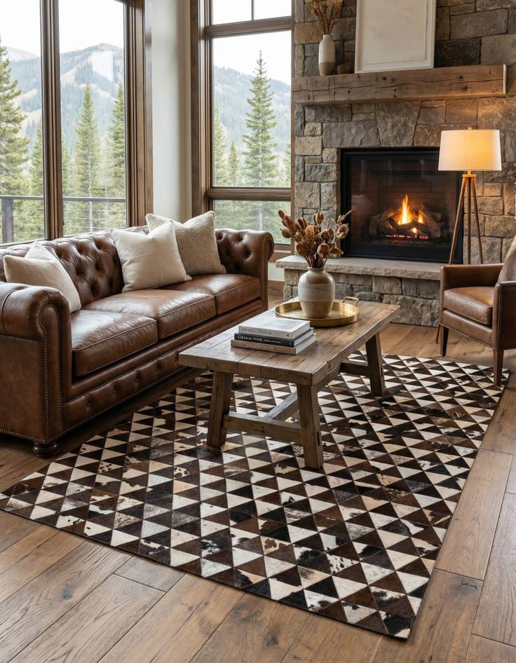 Detail image of 5' x 8' Cowhide Stocks Rug