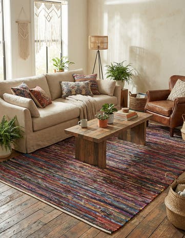5' 1 x 8' Hand Woven Chindi Cotton Rug
