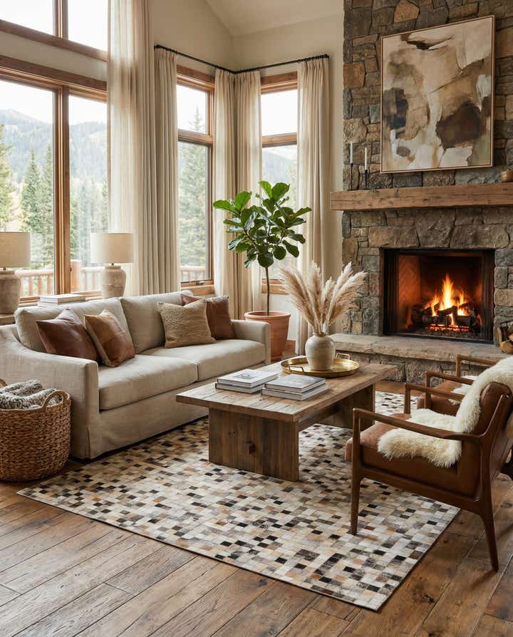 5' 2 x 7' 6 Cowhide Stocks Rug