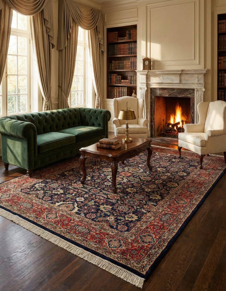 Detail image of  6' 7 x 9' 10 Isfahan Wool Rug