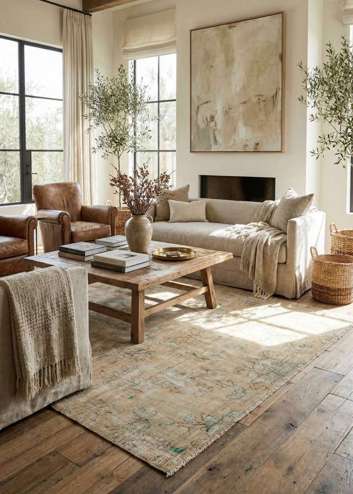 5' x 6' 9 Hand Knotted Ultra Vintage Persian Wool Rug