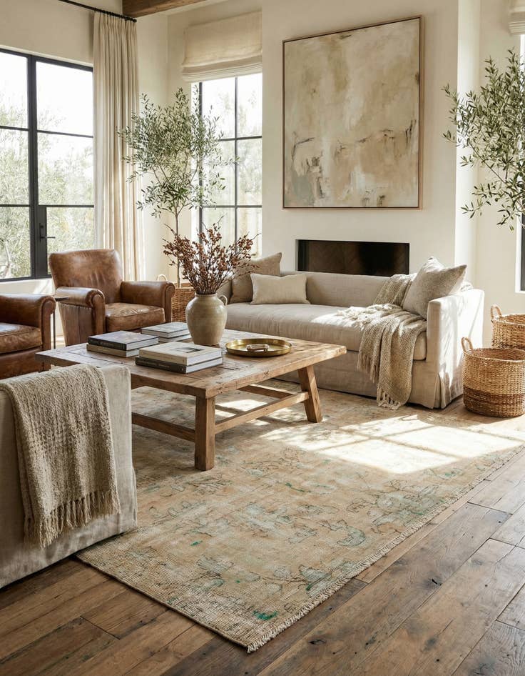 Detail image of  5' x 6' 9  Hand Knotted Ultra Vintage Persian Wool Rug