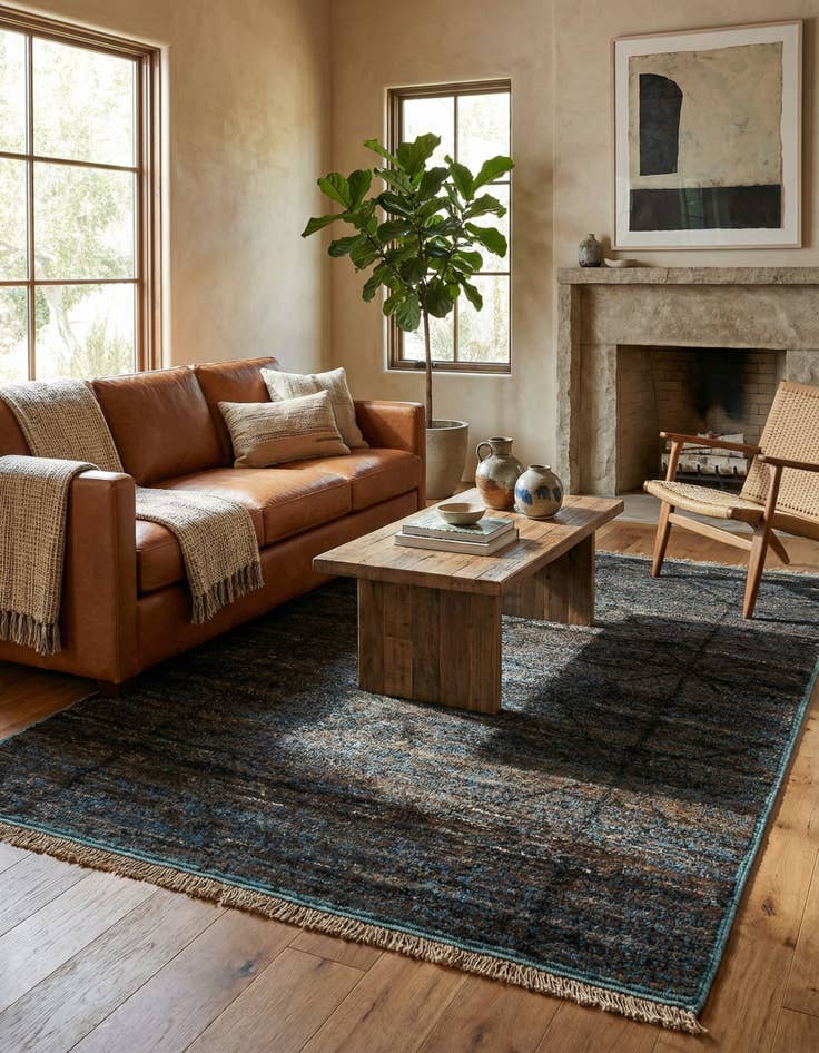 Detail image of 6' 1 x 9'  Hand Knotted Moroccan Wool Rug