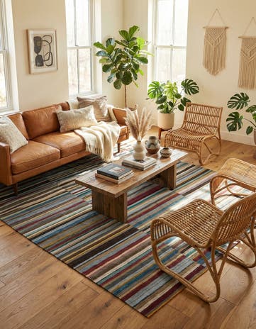 4' 8 x 6' 5 Hand Woven Kilim Modern Wool Rug