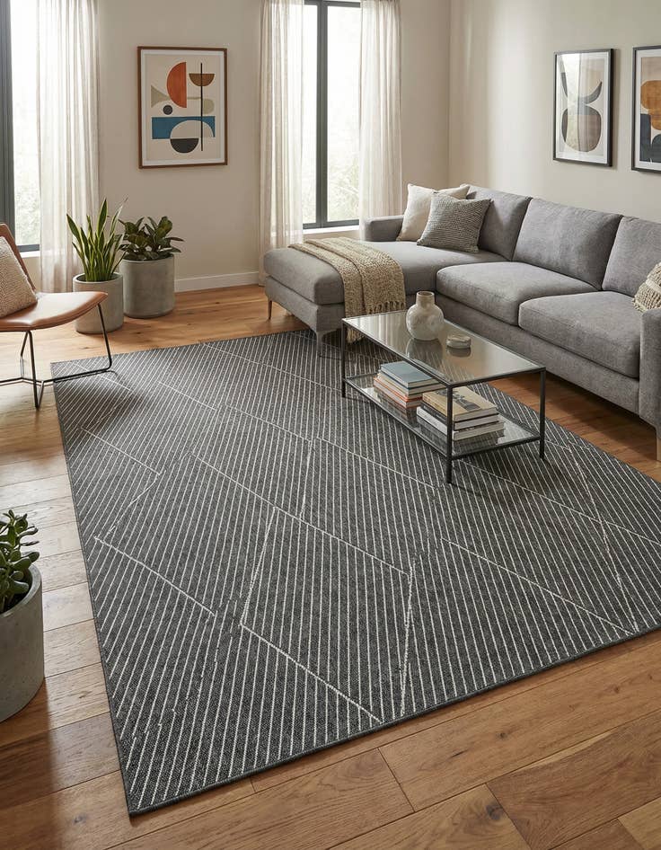 Detail image of 10' 8 x 10' 8  Washable Modern Indoor / Outdoor Square Rug