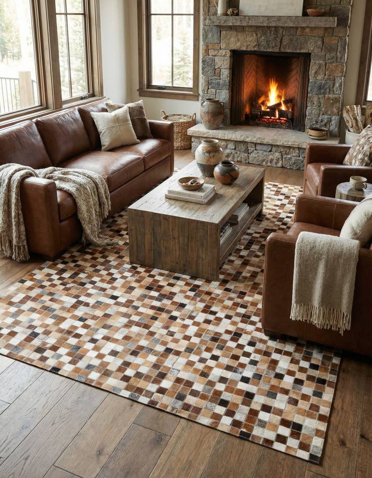 Detail image of 5' x 7' 10 Cowhide Stocks Rug