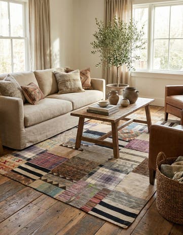 5' 5 x 7' 11 Hand Woven Kilim Patchwork Wool Rug