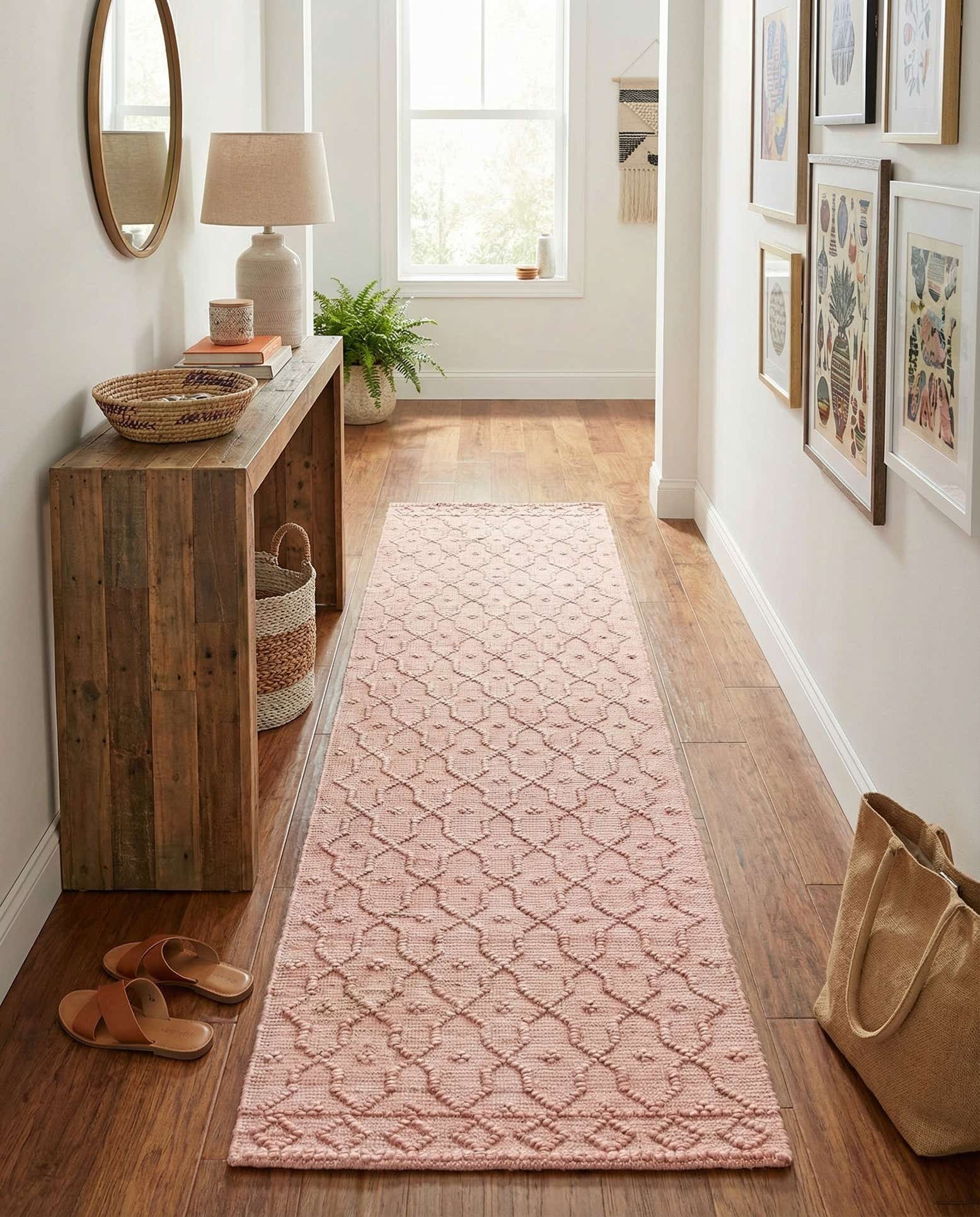 Larsa Rugs Pink 2' 7 x 12' Hand Woven Larsa Jute Runner Rug | Rugs.com