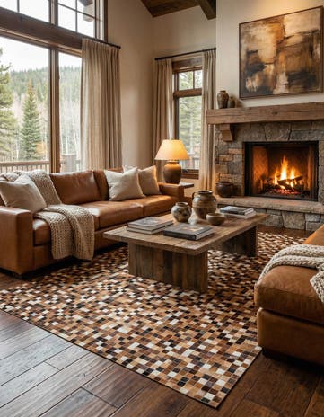 6' 9 x 9' 9 Cowhide Stocks Rug