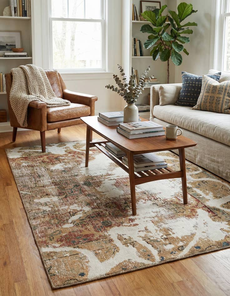 Detail image of 4' x 6'  Hand Knotted Ultra Vintage Persian Wool Rug