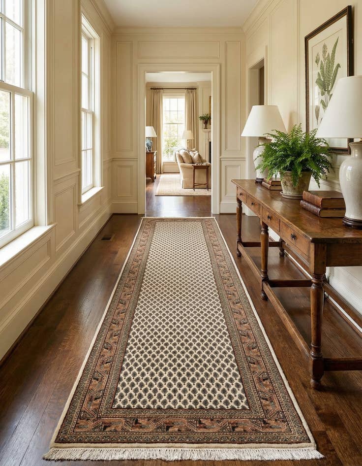 Detail image of 2' 8 x 9' 8  Hand Knotted Mir Wool Runner Rug