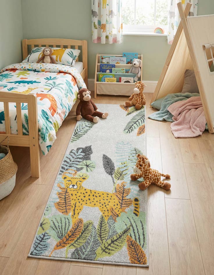 Detail image of 2' 2 x 6' Leopard Whimsy Kids Runner Rug