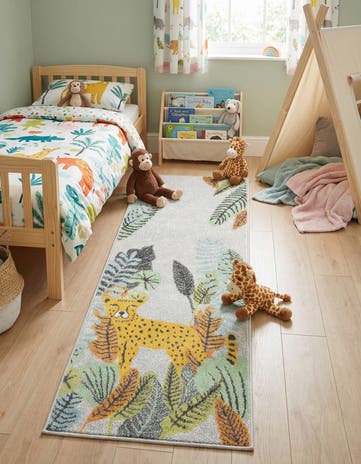 Gray Leopard Whimsy Kids Runner Rug