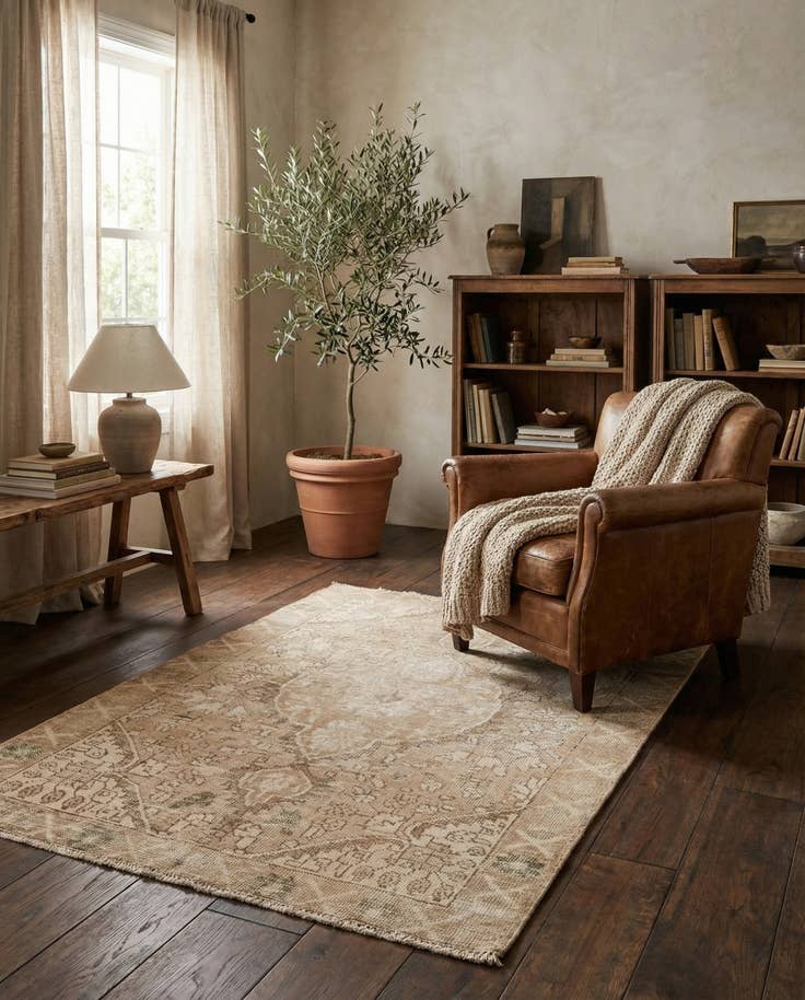 Detail image of 3' 4 x 5' Hand Knotted Ultra Vintage Persian Wool Rug