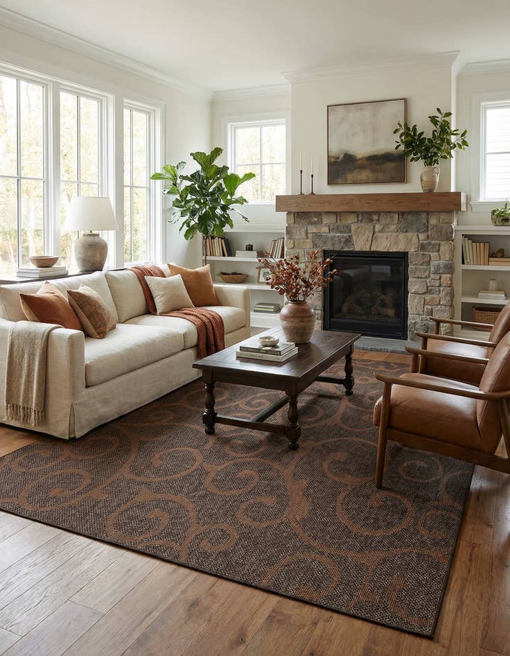 Detail image of 9' x 12' 2 Easy-Clean Botanical Indoor / Outdoor Rug