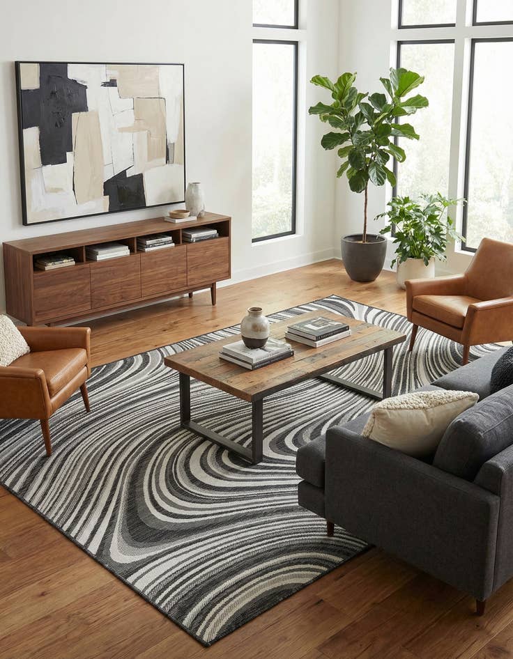 Detail image of 7' 10 x 11' Easy-Clean Modern Indoor / Outdoor Rug
