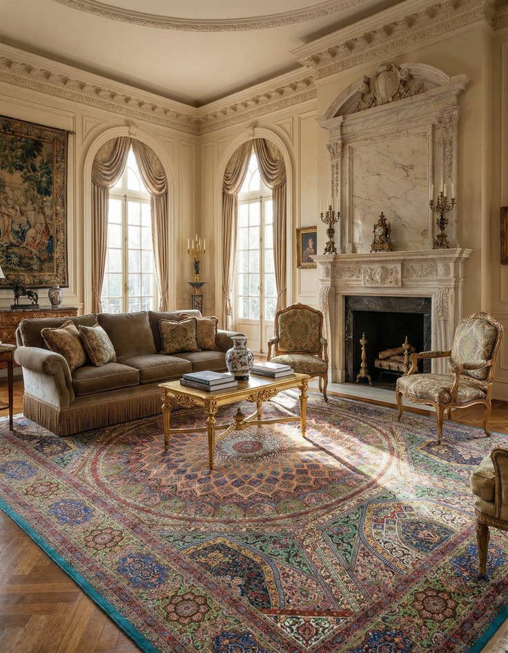 Detail image of 11' 3 x 16' 5 Ghom Silk Rug