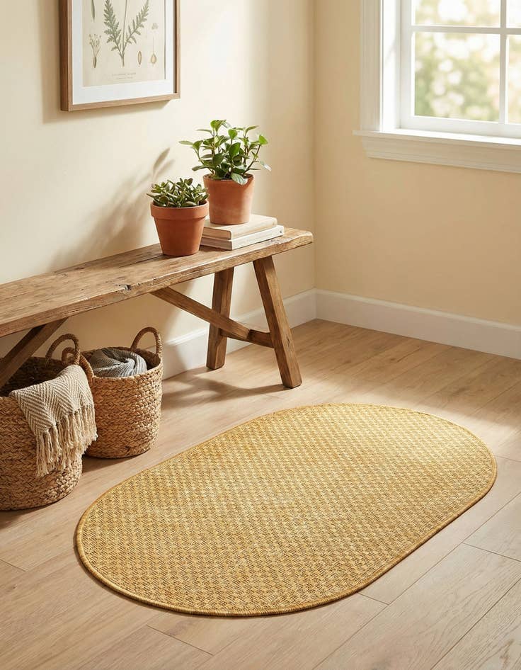 Detail image of 2' x 3'  Washable Solid Indoor / Outdoor Oval Rug