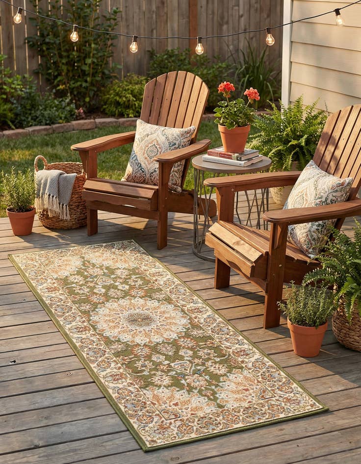 Detail image of 2' x 5' 1 Easy-Clean Traditional Indoor / Outdoor Runner Rug