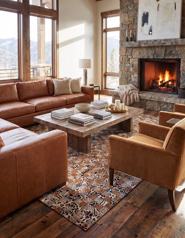 5' 1 x 8' 1 Cowhide Leather Rug