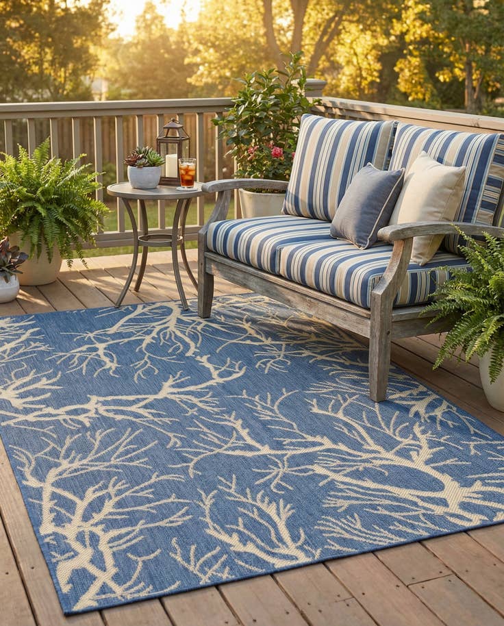 Detail image of 4' x 6' Easy-Clean Botanical Indoor / Outdoor Rug